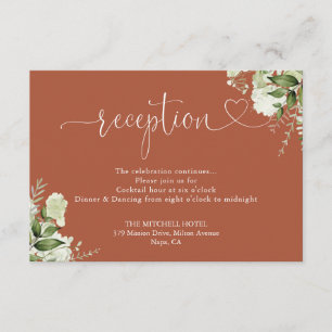 Carte D'accompagnement Mariage Vert Terracotta Coeur Script Réception
