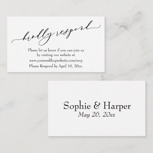 Carte D'accompagnement Mariage Veuillez Répondre En Ligne Script De Luxe (Devant / Derrière)