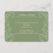 Carte D'accompagnement Mariage Vintage Botanique Vert Olive (Dos)