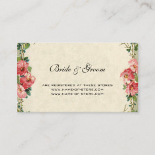 Carte D'accompagnement Mariage Vintage, Fleurs Florales Roses Rose