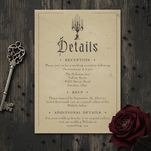 Carte D'accompagnement Mariage Vintage Gothique Toile Tan