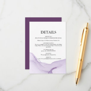 Carte D'accompagnement Mariage violet Aquarelle moderne
