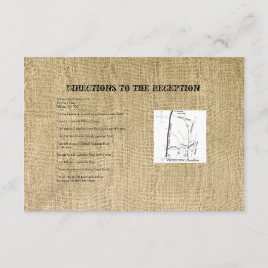 Carte D'accompagnement Mariage Western Burlap (Devant)