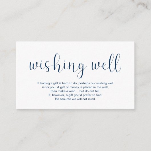 Carte D'accompagnement Mariage Wishing Well, Design minimal, bleu marine (Devant)