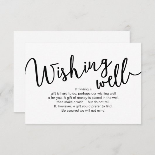 Carte D'accompagnement Mariage Wishing well, Script noir (Devant / Derrière)