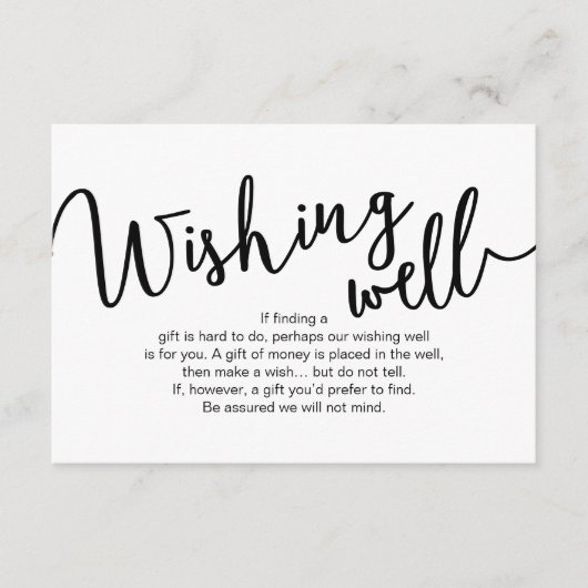 Carte D'accompagnement Mariage Wishing well, Script noir (Devant)