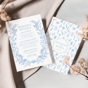 Carte D'accompagnement Mariages fleuris fleur sauvage bleu détails