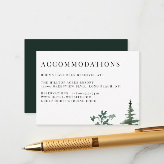 Carte D'accompagnement Mariages Forêts Arbres (Devant/Arrière en situation)