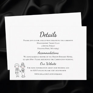 Carte D'accompagnement Marié Femme Cartoon Mariage Noir Blanc Détails