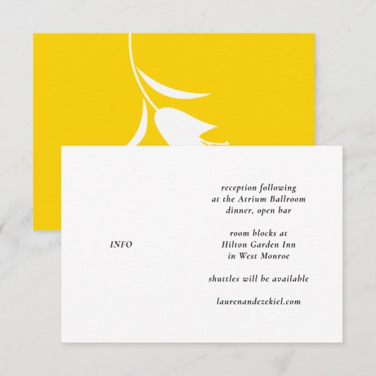 CARTE D'ACCOMPAGNEMENT MARIÉE TULIPE JAUNE MOD (Devant / Derrière)