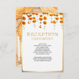 Carte D'accompagnement Marigold Floral South Indian Mariage Réception