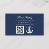 Carte D'accompagnement Marine Ancre Bleue Nautical Beach Code QR Mariage (Devant)