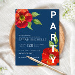 Carte D'accompagnement Marine Bat mitzvah Floral Aquarelle Gras Moderne<br><div class="desc">Soyez fier, réjouissez-vous et célébrez cette étape de votre Bat mitzvah préféré avec cette insert sophistiquée et personnalisée avec des informations supplémentaires à votre événement! Une aquarelle chic, étonnante, rouge florale avec un style san serif moderne recouvre un arrière - plan bleu marine. Personnalisez le texte personnalisé avec le nom,...</div>