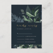 Carte D'accompagnement Marine Black Green Leafy Foliage Mariage Rsvp (Devant)