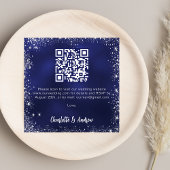 Carte D'accompagnement Marine bleu argent parties scintillant QR code mar