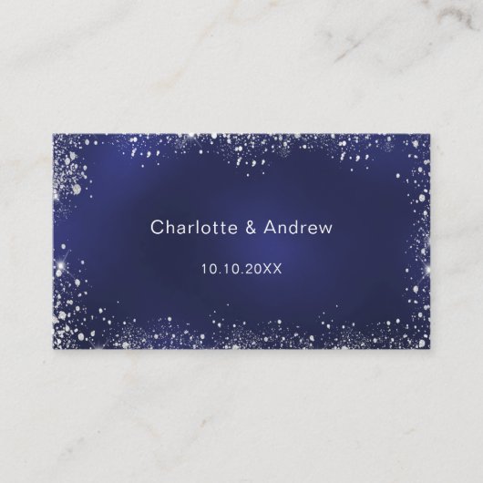 Carte D'accompagnement Marine bleu argent parties scintillant QR code RSV (Devant)