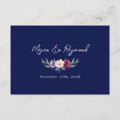 Carte D'accompagnement Marine Bleu Bourgogne & Blush Floral Gold Frame RS (Dos)