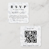 Carte D'accompagnement Marine bleu et blanc Floral Chic QR Code Mariage R (Devant / Derrière)