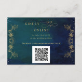 Carte D'accompagnement Marine, Bleu, Vert Céleste QR Code RSVP Mariage (Devant)