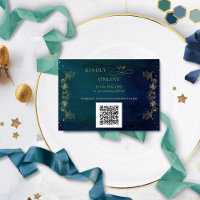 Marine, Bleu, Vert Céleste QR Code RSVP Mariage