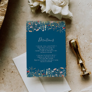 Carte D'accompagnement Marine Blissful Boho Fleur sauvage Directions Mari