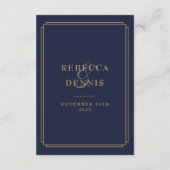 Carte D'accompagnement Marine Blue And Gold Deco Mariage Détails sur l'in (Dos)