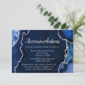 Carte D'accompagnement Marine Blue and Silver Agate Mariage Hébergements (Debout devant)