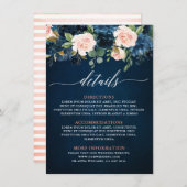 Carte D'accompagnement Marine Blue Blush Rose Rose Boho Détails du Mariag (Devant / Derrière)
