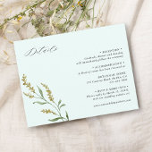 Carte D'accompagnement Marine Blue Fleur sauvage Elegant Wedding Détails