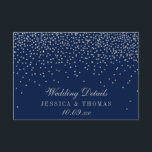 Carte D'accompagnement Marine Blue & Glam Silver Confetti Mariage Détails<br><div class="desc">La collection de confettis mariages bleu marine et argent glam est parfaite pour tout couple qui planifie une célébration mariage romantique. Le design se compose d'un arrière - plan bleu marine chic avec confetti argent glam qui est vraiment étonnant et parfait pour tout événement spécial. Le libellé incorpore la même...</div>
