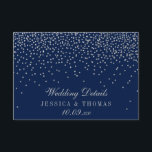 Carte D'accompagnement Marine Blue & Glam Silver Confetti Mariage Détails<br><div class="desc">La collection de confettis mariages bleu marine et argent glam est parfaite pour tout couple qui planifie une célébration mariage romantique. Le design se compose d'un arrière - plan bleu marine chic avec confetti argent glam qui est vraiment étonnant et parfait pour tout événement spécial. Le libellé incorpore la même...</div>