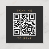 Carte D'accompagnement Marine Blue Gold Agate Dark Mariage QR Code RSVP (Dos)
