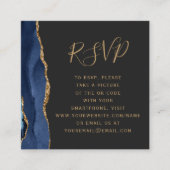 Carte D'accompagnement Marine Blue Gold Agate Dark Mariage QR Code RSVP (Devant)