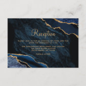 Carte D'accompagnement Marine Blue Gold Agate Marbre Mariage Réception (Devant)