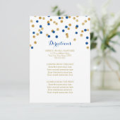 Carte D'accompagnement Marine Blue Gold Confetti Mariage Direction Insert (Debout devant)
