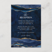 Carte D'accompagnement Marine Blue Gold Foil Agate Géode Réception de mar (Devant)