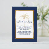 Carte D'accompagnement Marine Blue Gold Palm Tree Mariage Santé et sécuri (Debout devant)