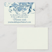 Carte D'accompagnement Marine Blue Ivory Floral Mariage Site Web Insérer (Devant / Derrière)