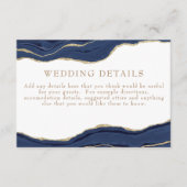 Carte D'accompagnement Marine Blue Marble Agate Gold Parties scintillant (Devant)