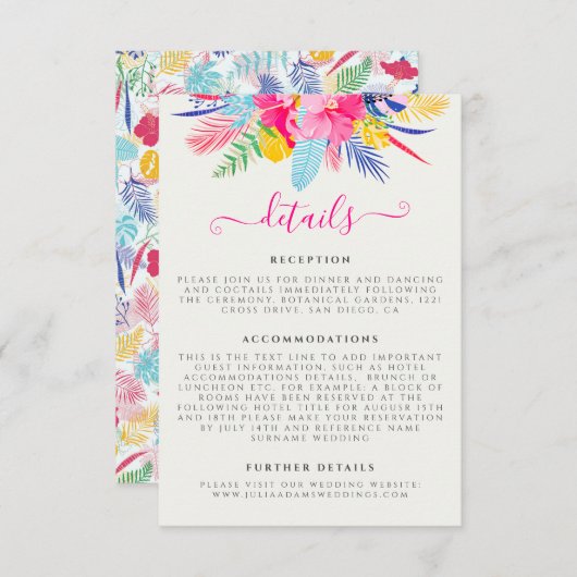 Carte D'accompagnement Marine Blue Rose Wild Rain Forest Mariage À feuill (Devant / Derrière)