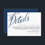 Carte D'accompagnement Marine Blue Rustic Calligraphy Détails du Mariage<br><div class="desc">Cette carte de détails mariage bleu marine personnalisable présente un design calligraphique rustique, ajoutant une touche personnelle à votre grand jour. Avec ses couleurs bleu marine et blanc intemporelles, il s'associe sans effort à n'importe quel thème mariage, du classique au rustique. La calligraphie rustique ajoute une touche de charme manuscrite,...</div>