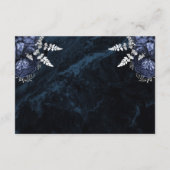 Carte D'accompagnement Marine Blue Silver Floral Script Détails du Mariag (Dos)
