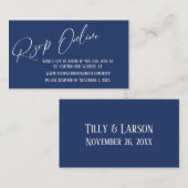Carte D'accompagnement Marine Blue Wedding RSVP Online Élégante écriture  (Devant / Derrière)