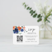Carte D'accompagnement Marine Bue Burnt Orange QR Code Mariage RSVP (Debout devant)