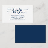 Carte D'accompagnement Marine esthétique Bleu Script, Parti RSVP répondre (Devant / Derrière)