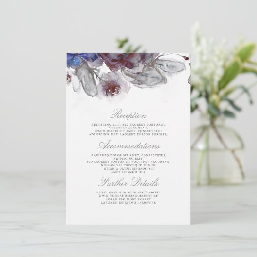 Carte D'accompagnement Marine et Bourgogne Détails du Mariage Insérer (Debout devant)