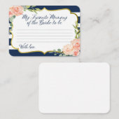 Carte D'accompagnement Marine et or Ma mémoire préférée de la mariée (Devant / Derrière)