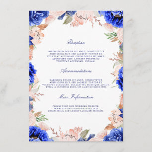 Carte D'accompagnement Marine et rose Floral Mariage Information Invité