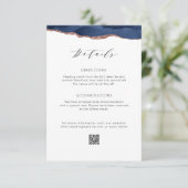 Carte D'accompagnement marine et rose or agate détails du mariage (Debout devant)