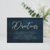 Carte D'accompagnement Marine Luster Bleu foncé Argent Mariage Directions (Debout devant)
